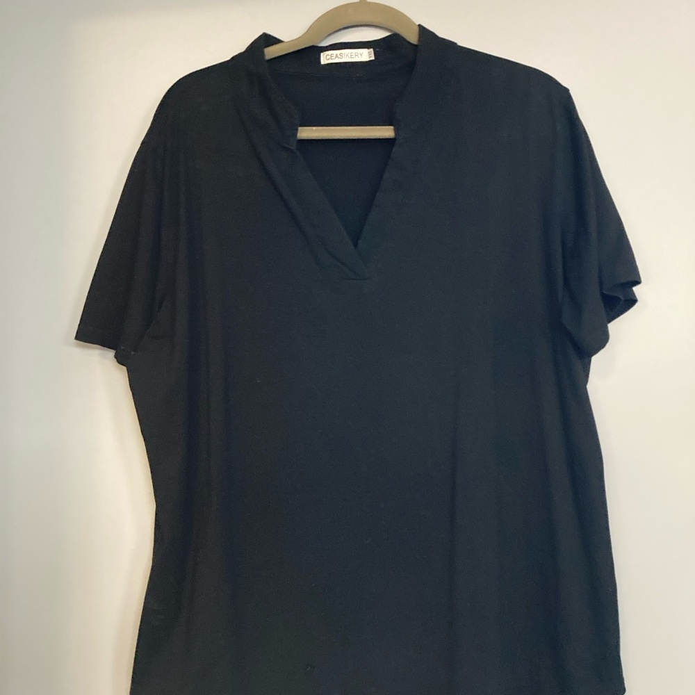Black V-Neck Blouse